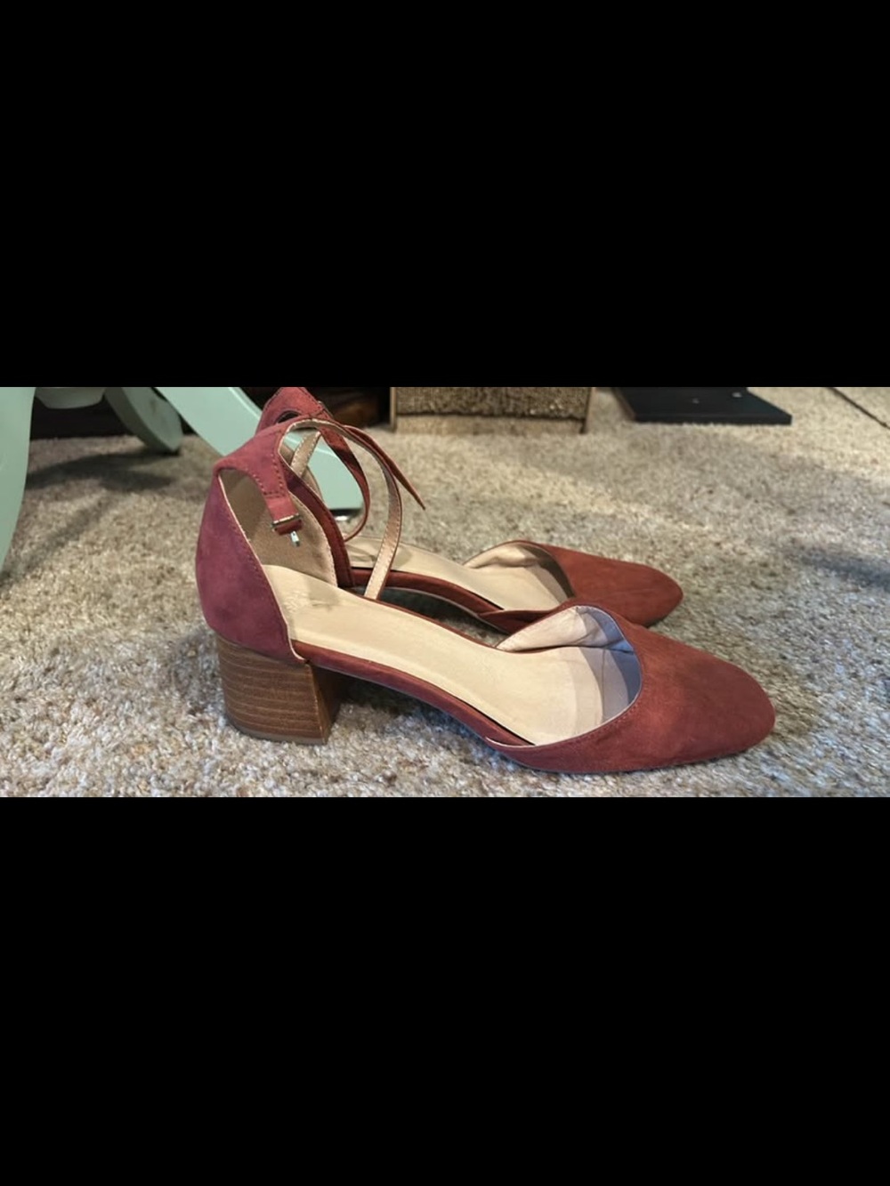 ASOS Burnt Orange Ankle-Strap Block Heel Pumps